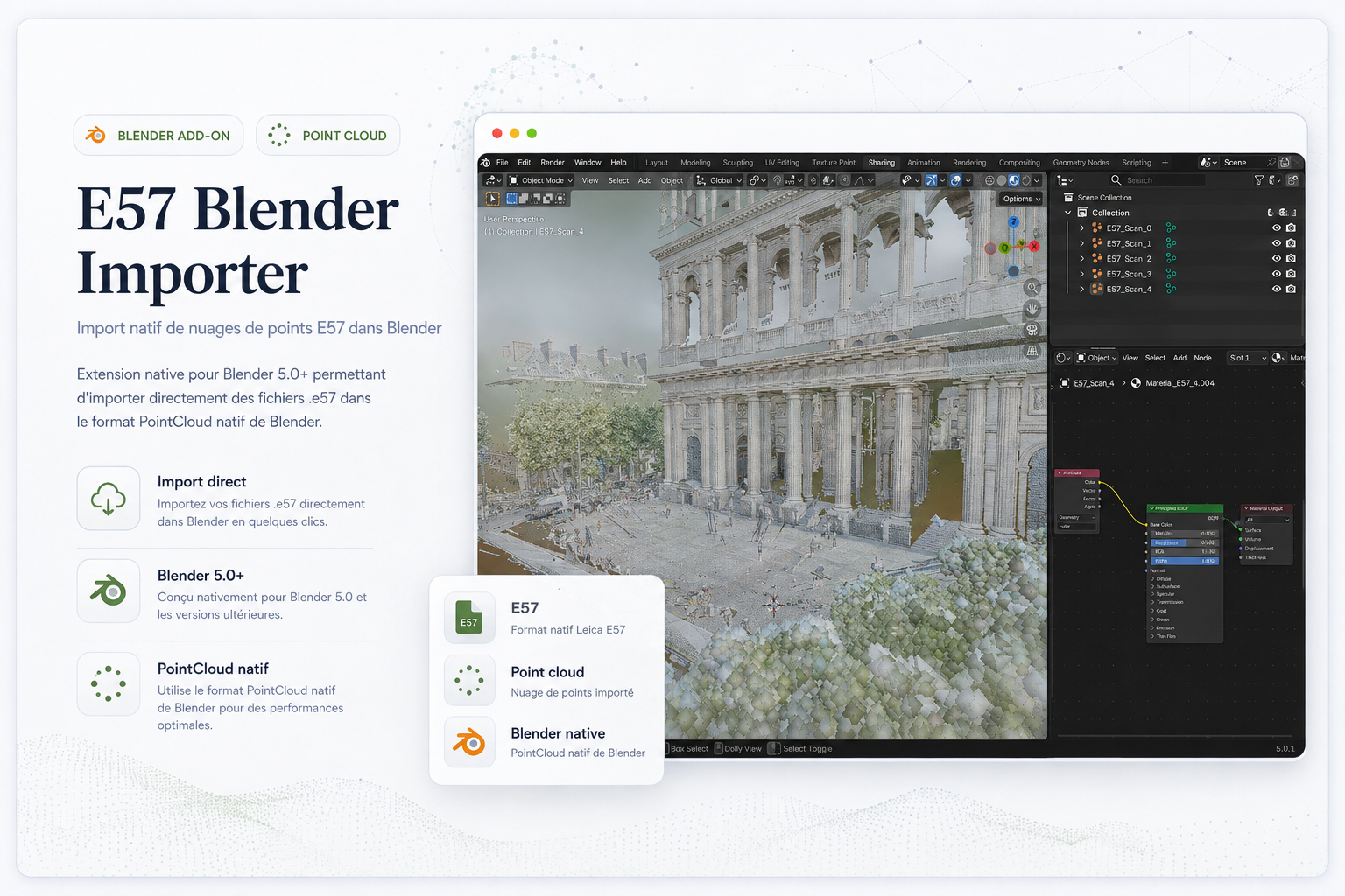 Import d'un nuage de points E57 dans Blender