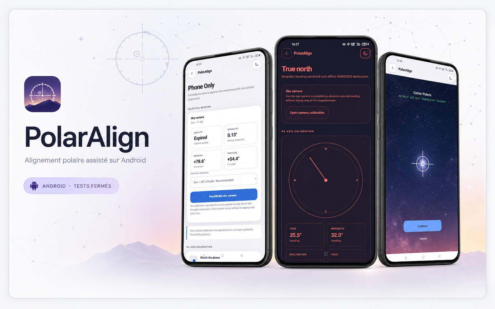 Présentation de l'application Android PolarAlign